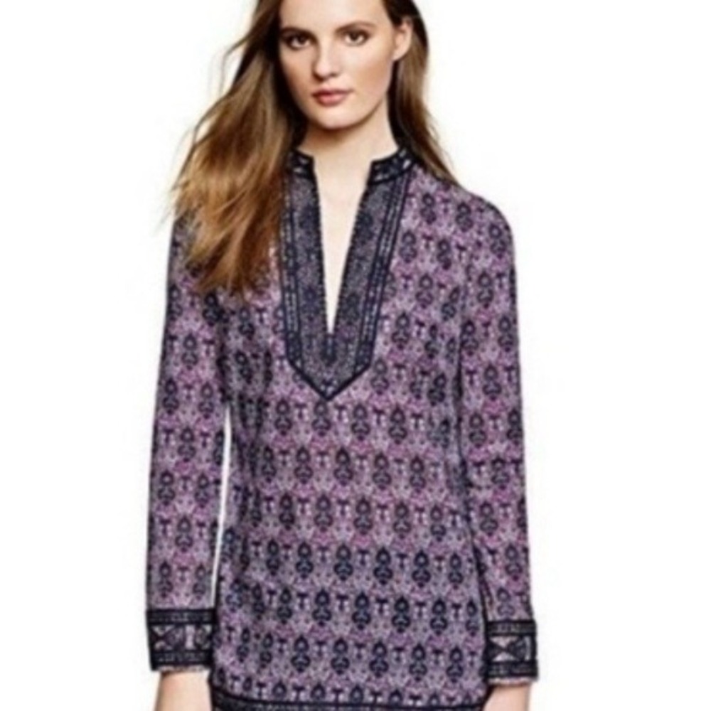 Tory Burch Blouse Tunic Geometric Pattern Boho Resort Size 0